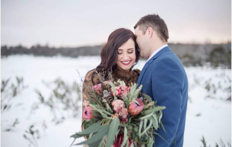 Styled engagement session in the snow