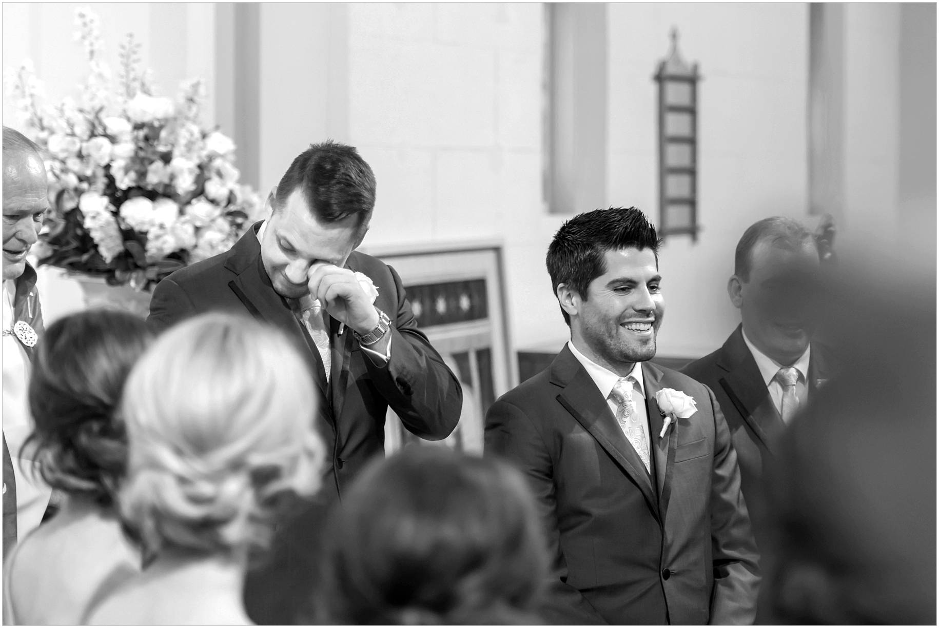 groom crying at ceremony