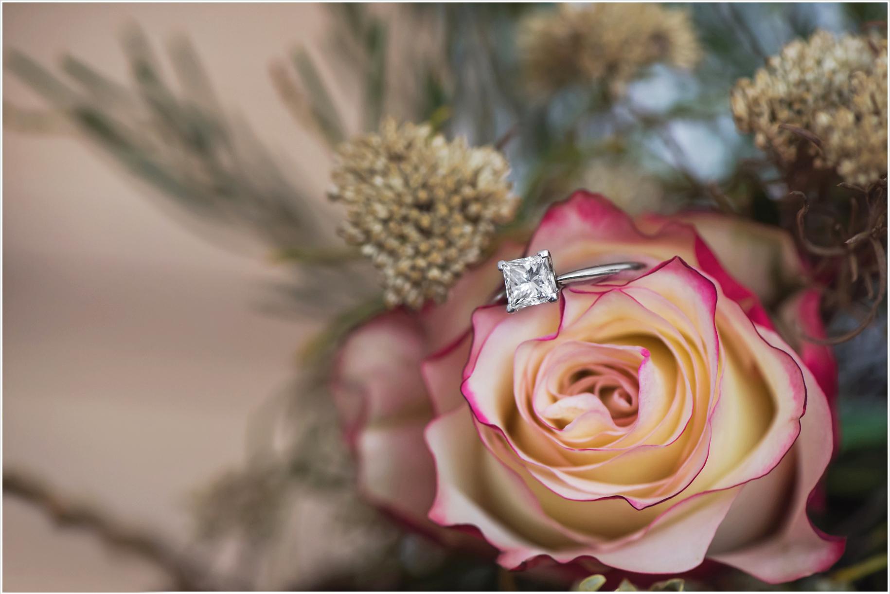 rose and engagement ring