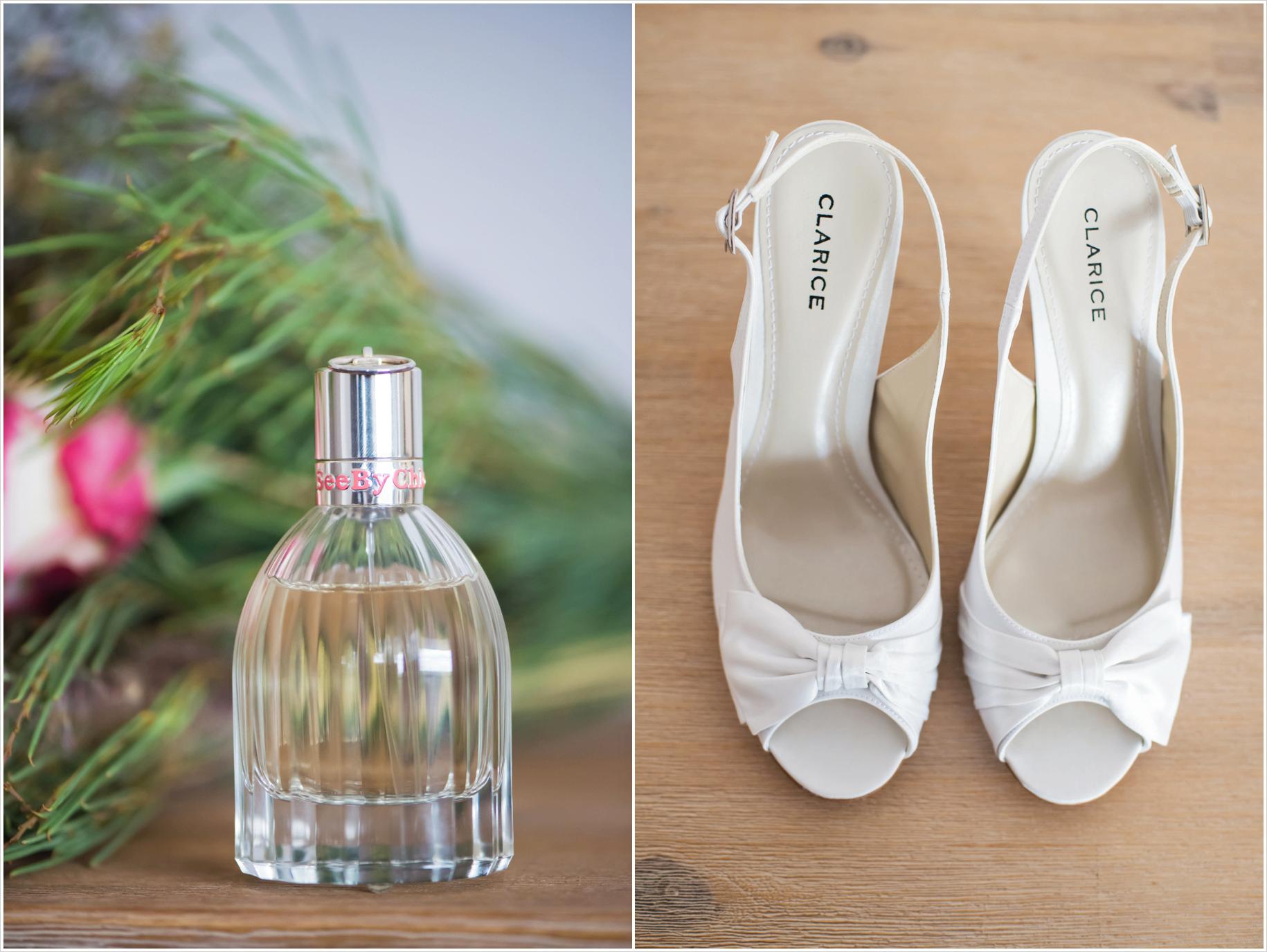 bride shoes and perfume