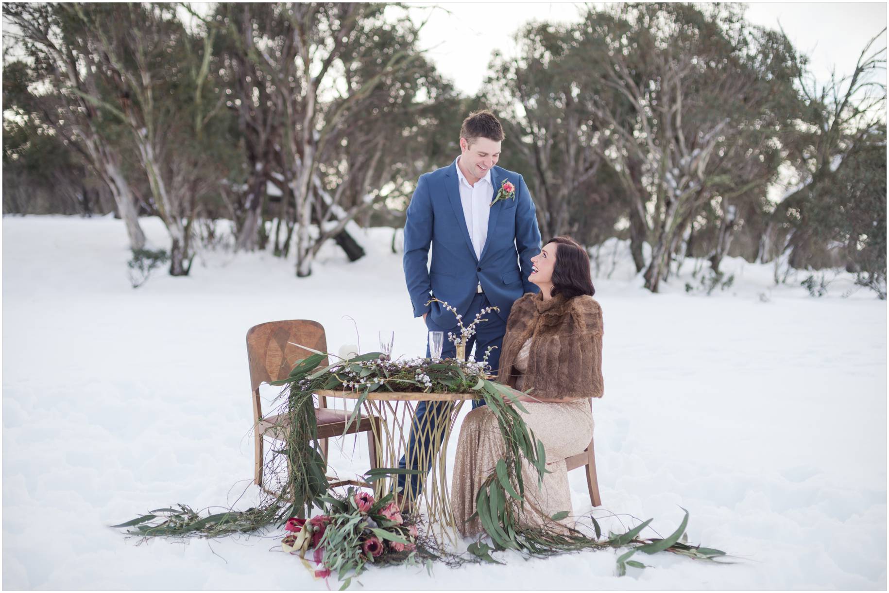 styled engagement photos snow