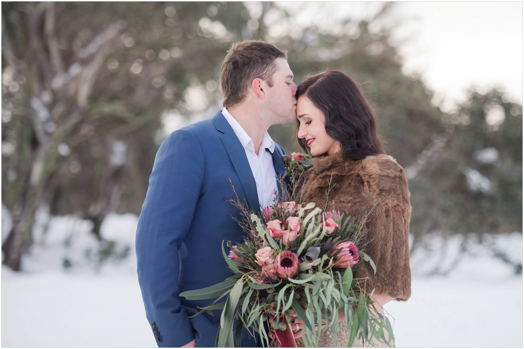 styled engagement photos snow